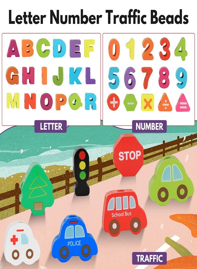BMTOYS Wooden Lacing Toy Alphabet Number Threading Beads for Boys Girls Age 3 4 5 6 Montessori Educational Learning Birthday Gift - Image 3